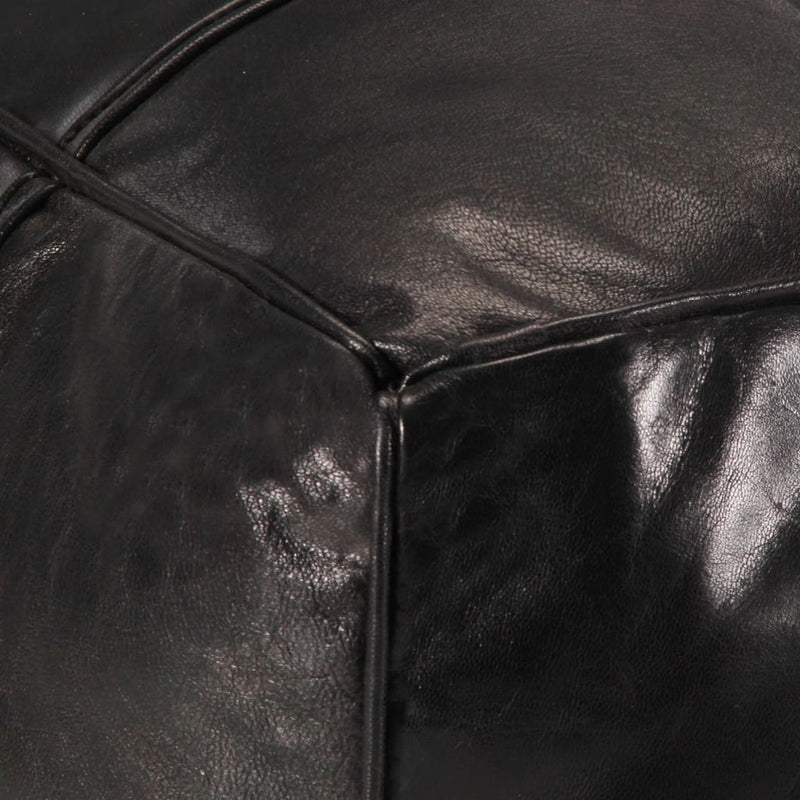 Pouffe Black 60x60x30 cm Genuine Goat Leather