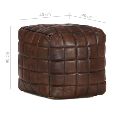 Pouffe Dark Brown 40x40x40 cm Genuine Goat Leather