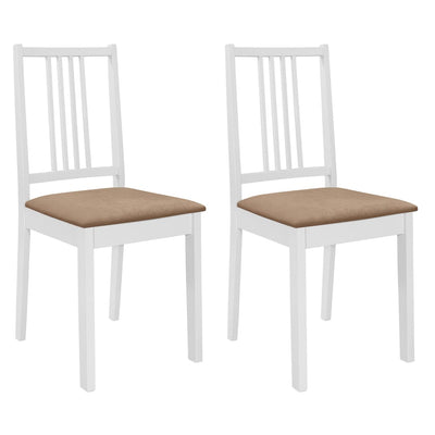 Dining Chairs with Cushions 2 pcs White Solid Wood