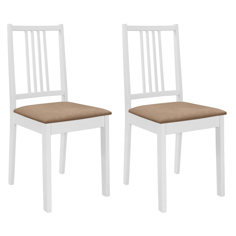 Dining Chairs with Cushions 2 pcs White Solid Wood