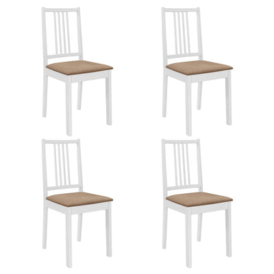 Dining Chairs with Cushions 4 pcs White Solid Wood