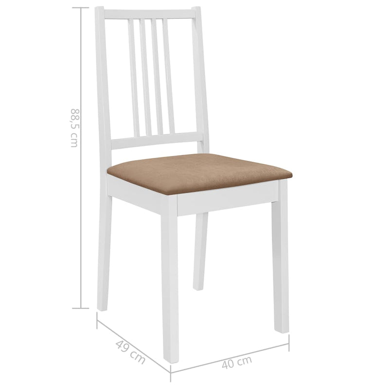 Dining Chairs with Cushions 4 pcs White Solid Wood