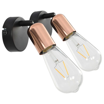 Spot Lights 2 pcs Black and Copper E27