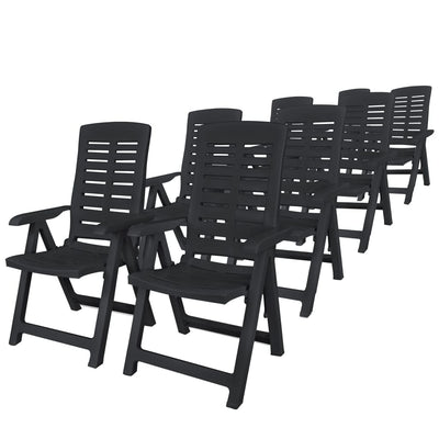 9 Piece Outdoor Dining Set Plastic Anthracite