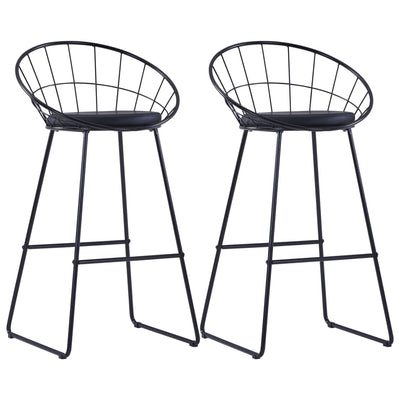 Bar Chairs 2 pcs Black Faux Leather