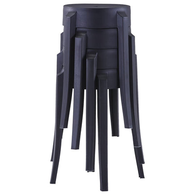 Stackable Stools 4 pcs Black Plastic