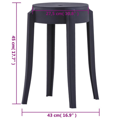 Stackable Stools 4 pcs Black Plastic