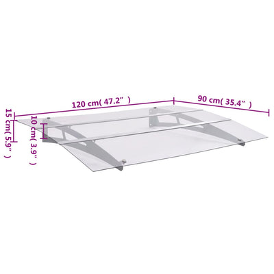 Door Canopy Silver and Transparent 120x90 cm Polycarbonate