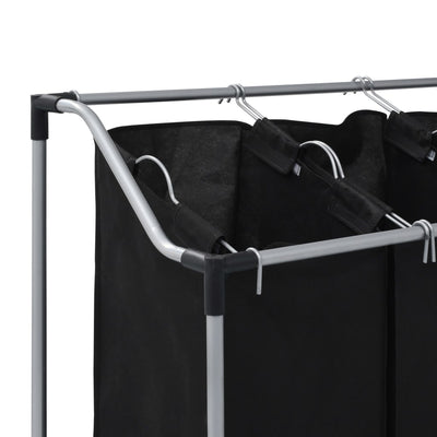 Laundry Sorter with 3 Bags Black Steel