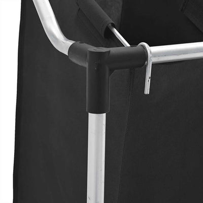 Laundry Sorter with 3 Bags Black Steel
