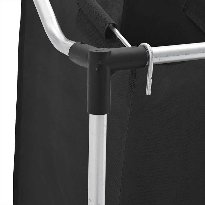 Laundry Sorter with 3 Bags Black Steel