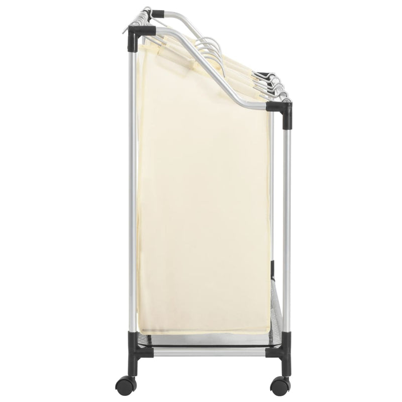 Laundry Sorter with 4 Bags Cream Steel