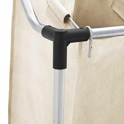 Laundry Sorter with 4 Bags Cream Steel