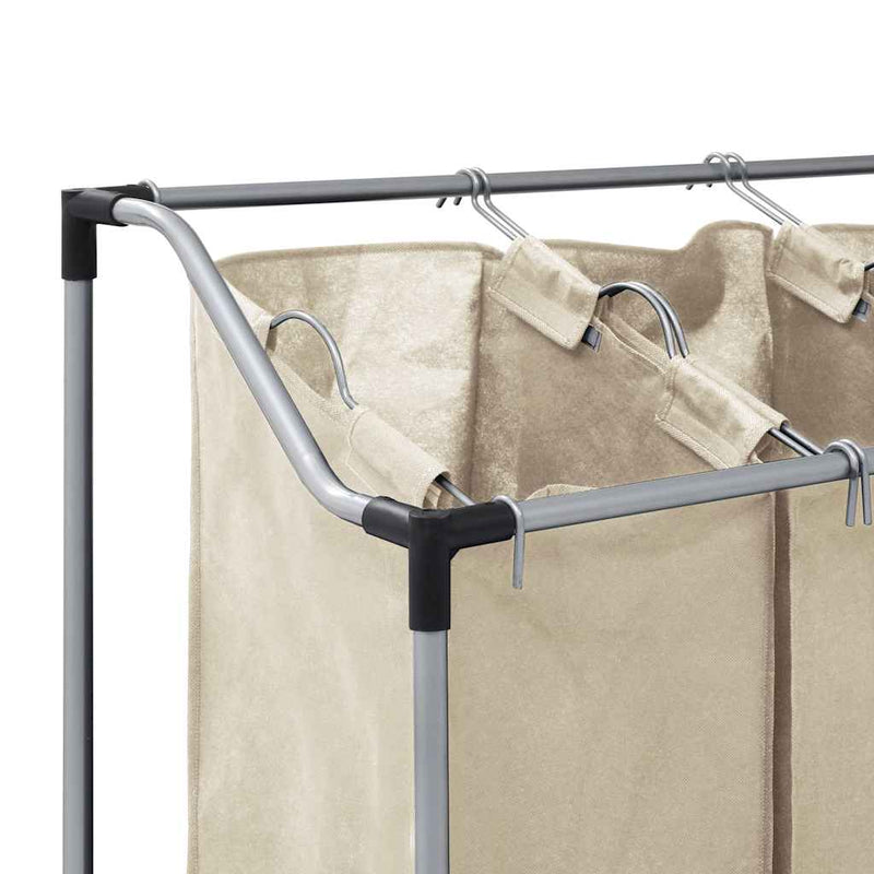 Laundry Sorter with 4 Bags Cream Steel