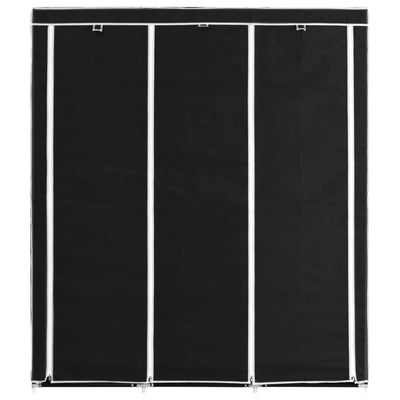 Wardrobe with Compartments and Rods Black 150x45x175 cm Fabric