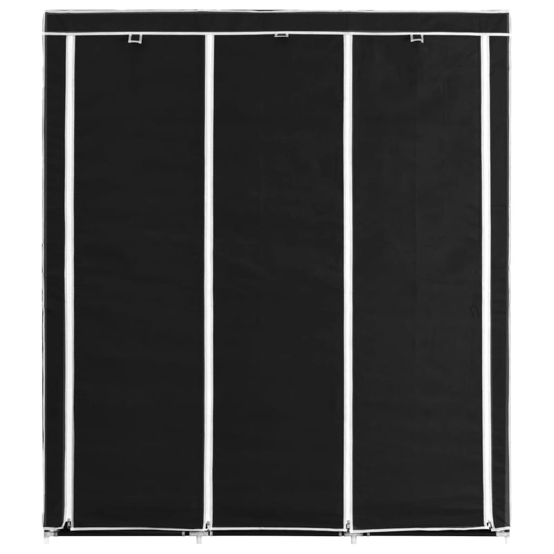 Wardrobe with Compartments and Rods Black 150x45x175 cm Fabric