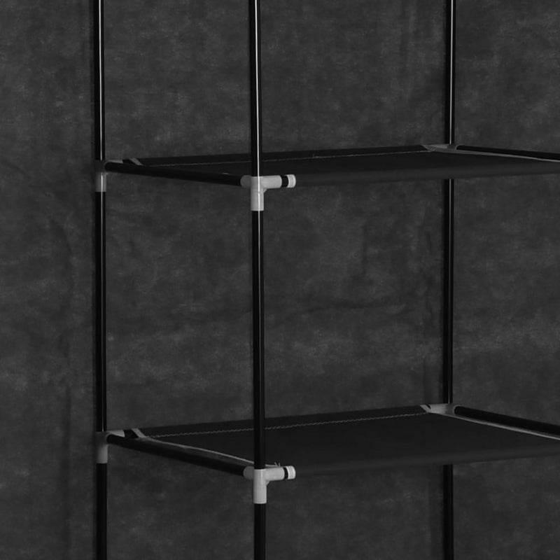 Wardrobe with Compartments and Rods Black 150x45x175 cm Fabric