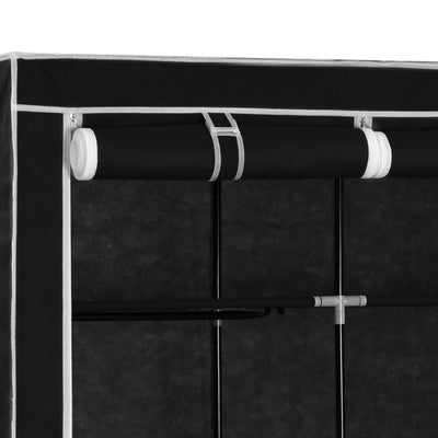 Wardrobe with Compartments and Rods Black 150x45x175 cm Fabric