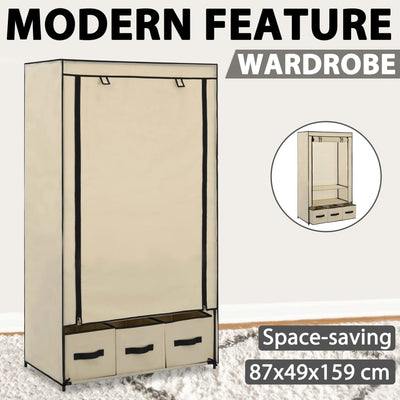 Wardrobe Cream 87x49x159 cm Fabric