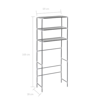 3-Tier Storage Rack over Laundry Machine Silver 69x28x169 cm