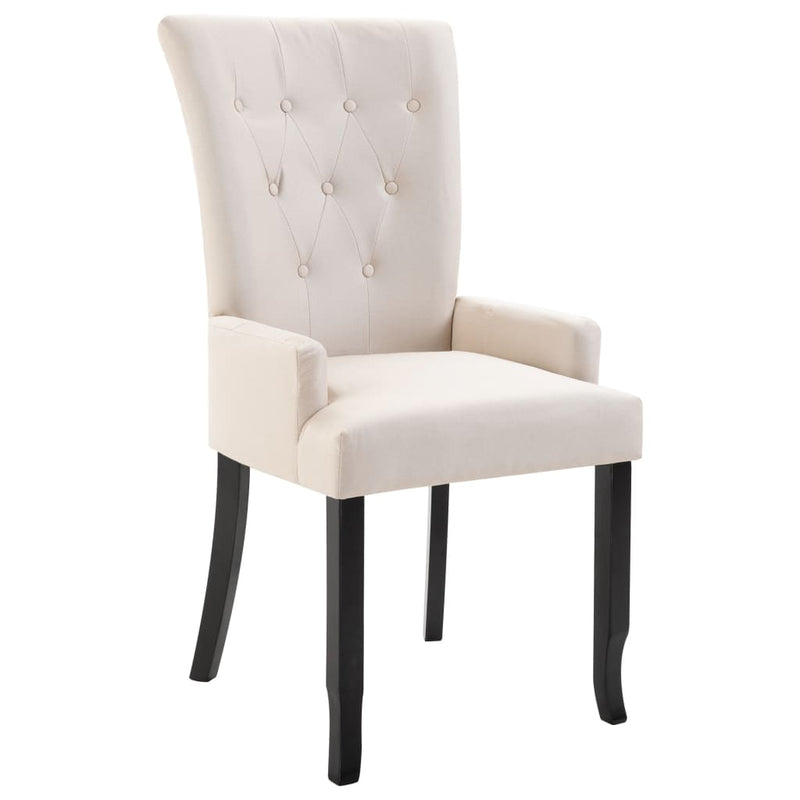 Dining Chair with Armrests Beige Fabric