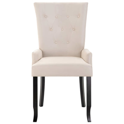 Dining Chair with Armrests Beige Fabric