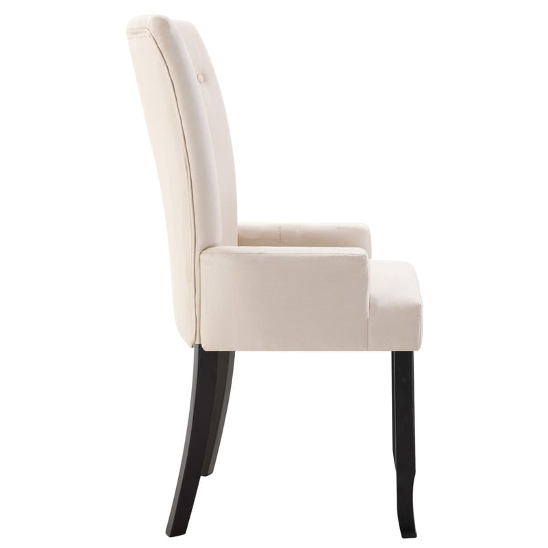 Dining Chair with Armrests Beige Fabric