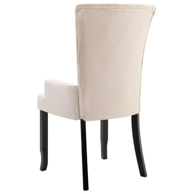 Dining Chair with Armrests Beige Fabric