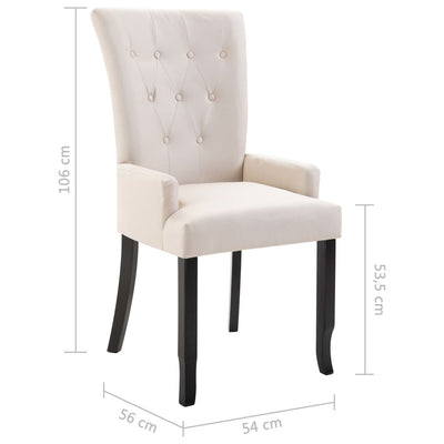 Dining Chair with Armrests Beige Fabric