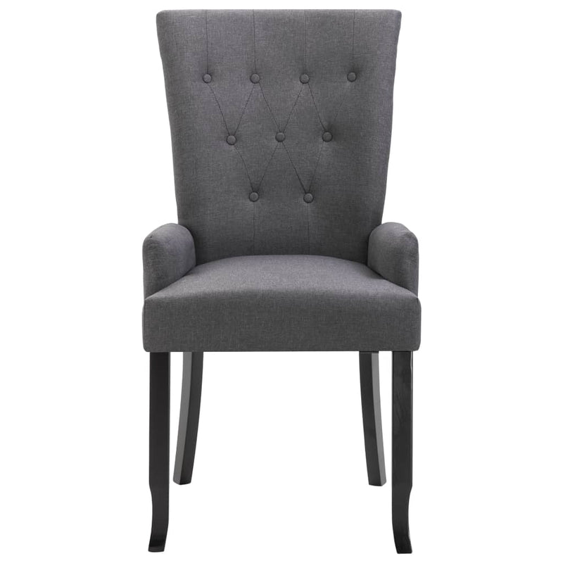 Dining Chair with Armrests Dark Grey Fabric