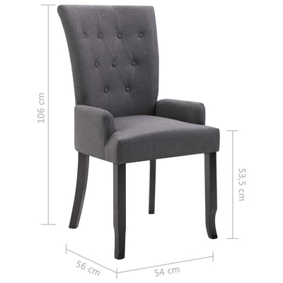 Dining Chair with Armrests Dark Grey Fabric