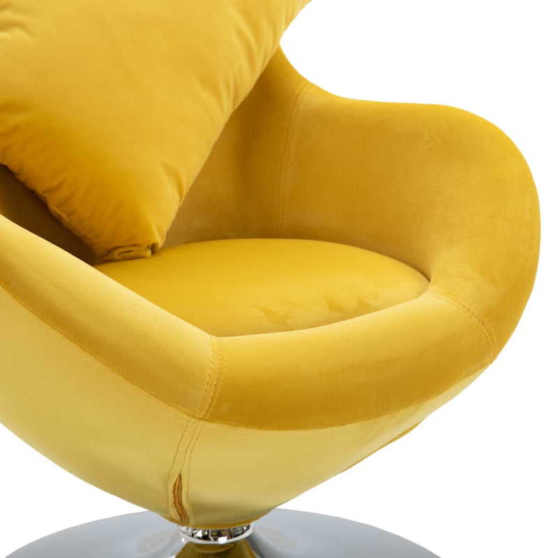 Swivel Egg Chair with Cushion Yellow Velvet