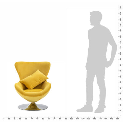 Swivel Egg Chair with Cushion Yellow Velvet