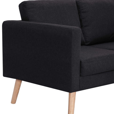 2-Seater Sofa Fabric Black