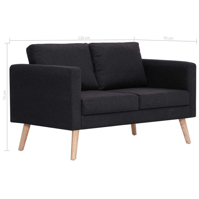 2-Seater Sofa Fabric Black