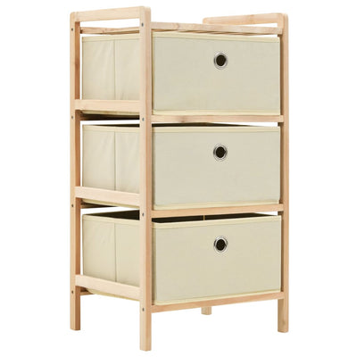 Storage Racks with 3 Fabric Baskets 2 pcs Beige Cedar Wood