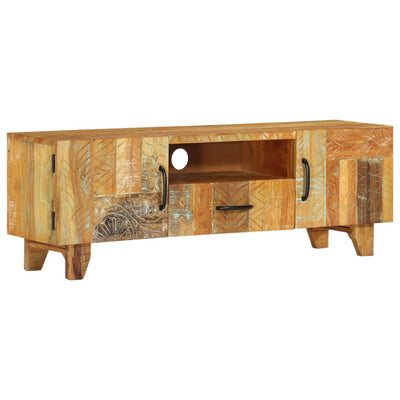 Hand Carved TV Cabinet 120x30x40 cm Solid Reclaimed Wood