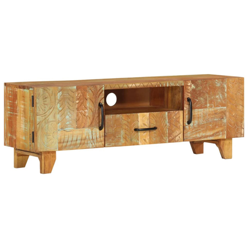 Hand Carved TV Cabinet 120x30x40 cm Solid Reclaimed Wood