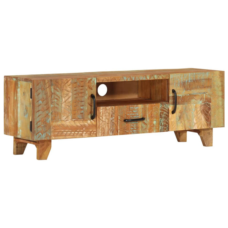 Hand Carved TV Cabinet 120x30x40 cm Solid Reclaimed Wood