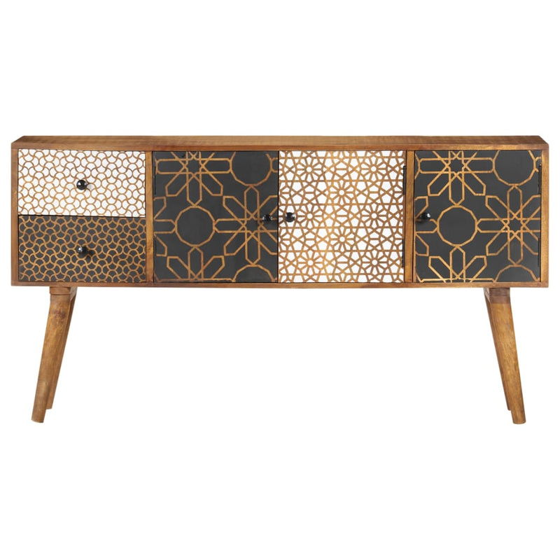 Sideboard with Printed Pattern 130x30x70 cm Solid Mango Wood