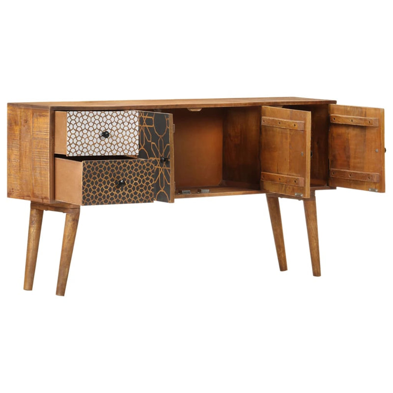 Sideboard with Printed Pattern 130x30x70 cm Solid Mango Wood