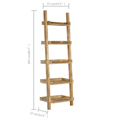 Ladder Shelf Brown 75x37x205 cm Solid Mango Wood