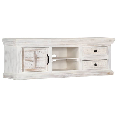 TV Cabinet White 120x30x40 cm Solid Mango Wood