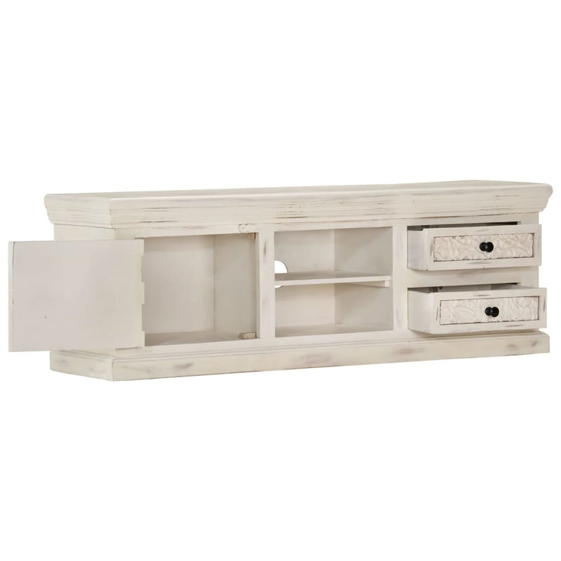 TV Cabinet White 120x30x40 cm Solid Mango Wood