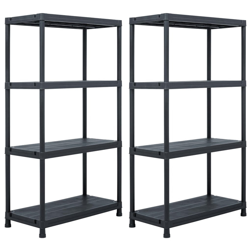 Storage Shelf Racks 2 pcs Black 60x30x138 cm Plastic