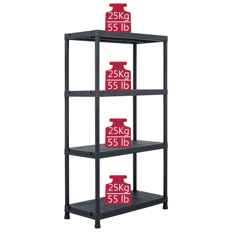 Storage Shelf Racks 2 pcs Black 60x30x138 cm Plastic