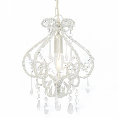 Ceiling Lamp with Beads White Round E14