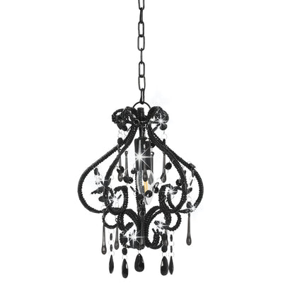 Ceiling Lamp with Beads Black Round E14