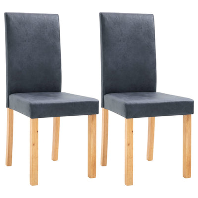 Dining Chairs 2 pcs Grey Faux Suede Leather