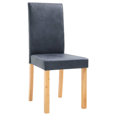 Dining Chairs 2 pcs Grey Faux Suede Leather